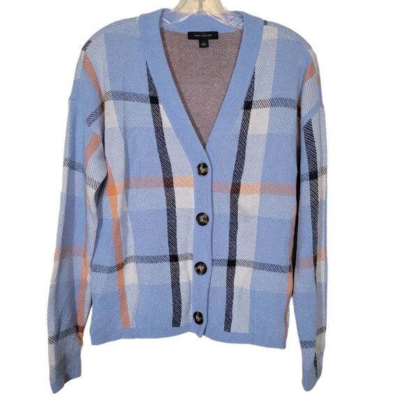 Ann Taylor Sweaters - Ann Taylor Women Super Soft Plaid Cardigan Sweater Button Up Multicolor SZ Small